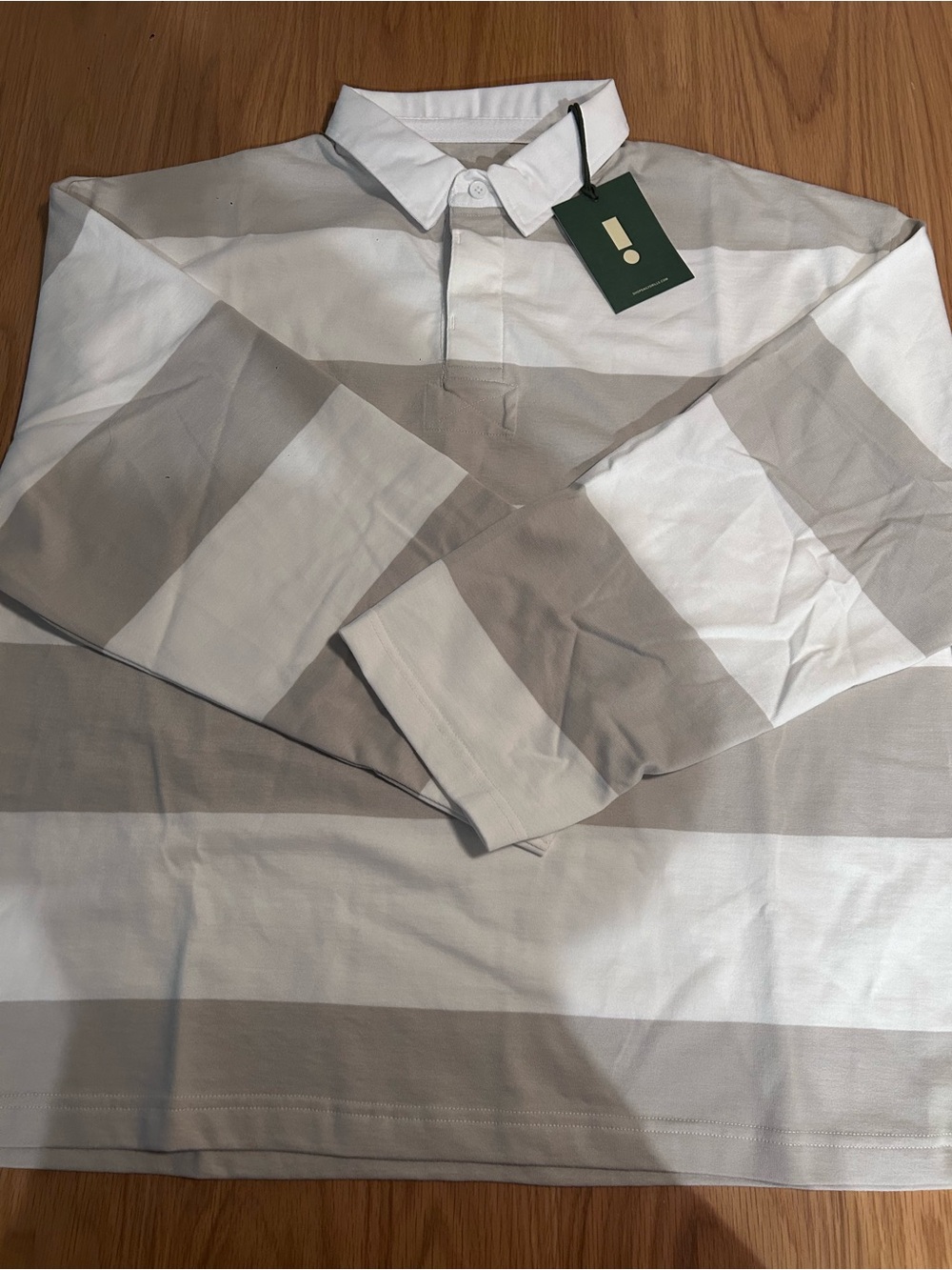 Daily Drills Rugby Tee - Light Grey + White Stripe Size M/L NWT